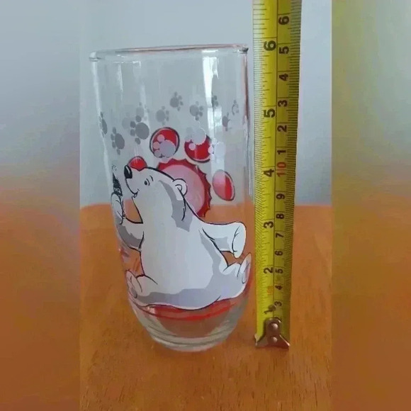 Vintage 1999 Coca-Cola Polar  Bear 6" Tumbler Glass Collectible Paw Print - Picture 4 of 5